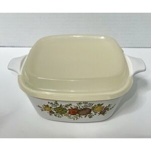Vintage Corning Ware Casserole Baking Dish 2 3/4 Cup Spice of Life & Plastic Lid